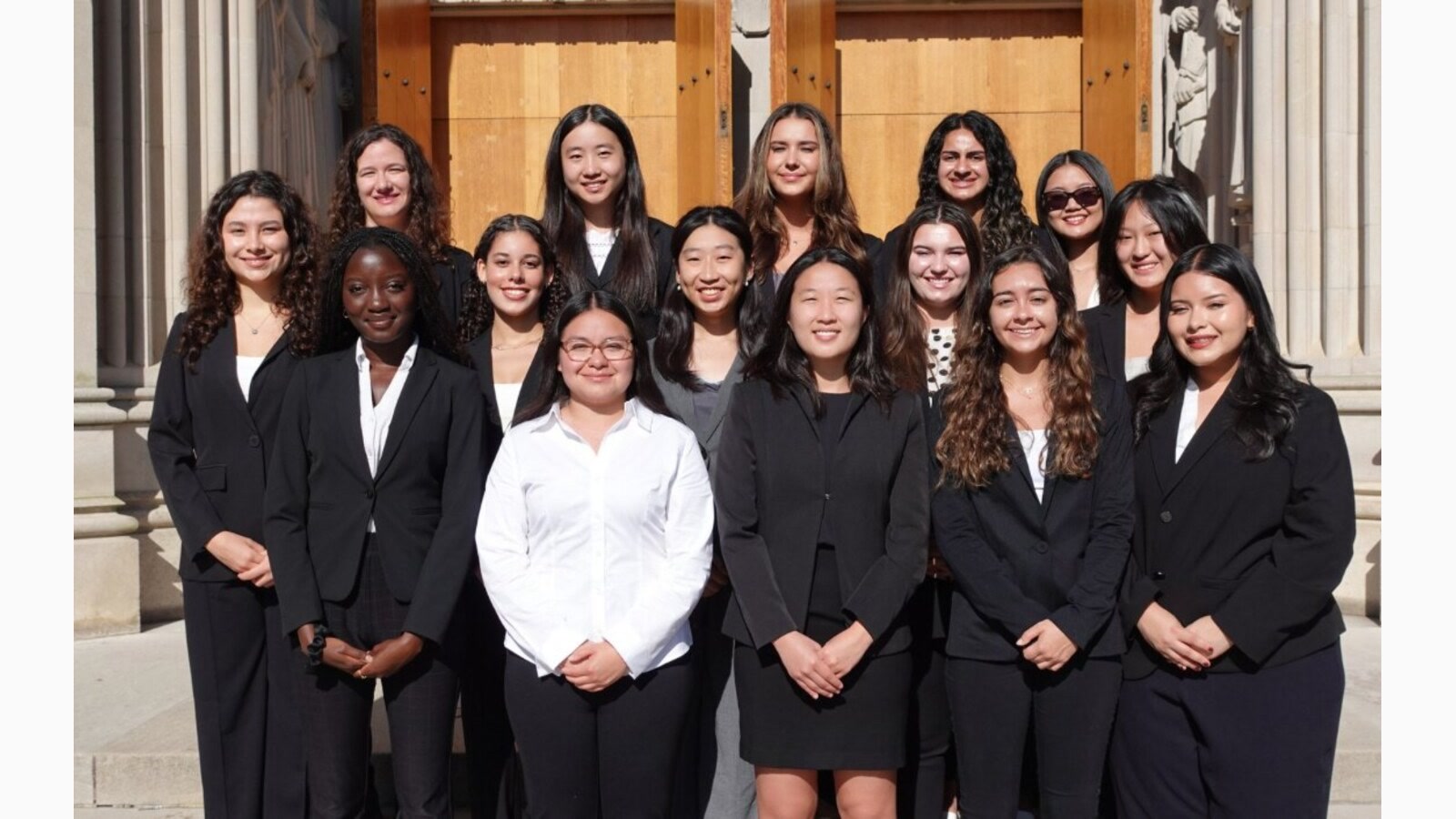 Girls Into VC fellows posing together at Duke Chapel